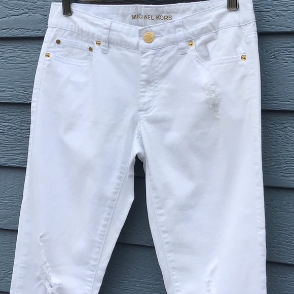 Michael Kors Distressed Izzy Cropped Skinny Jeans - Picture 3 of 14